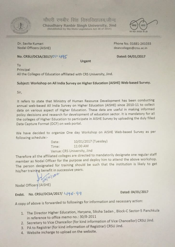 on All India Survey on Higher Education (AISHE) webbased